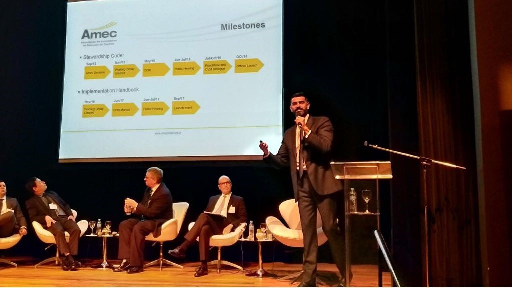 Fernando Tendolini, vice-presidente da Amec, durante o UK Green Finance Summit, em São Paulo