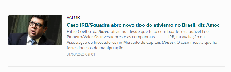 Amec no Valor Econômico